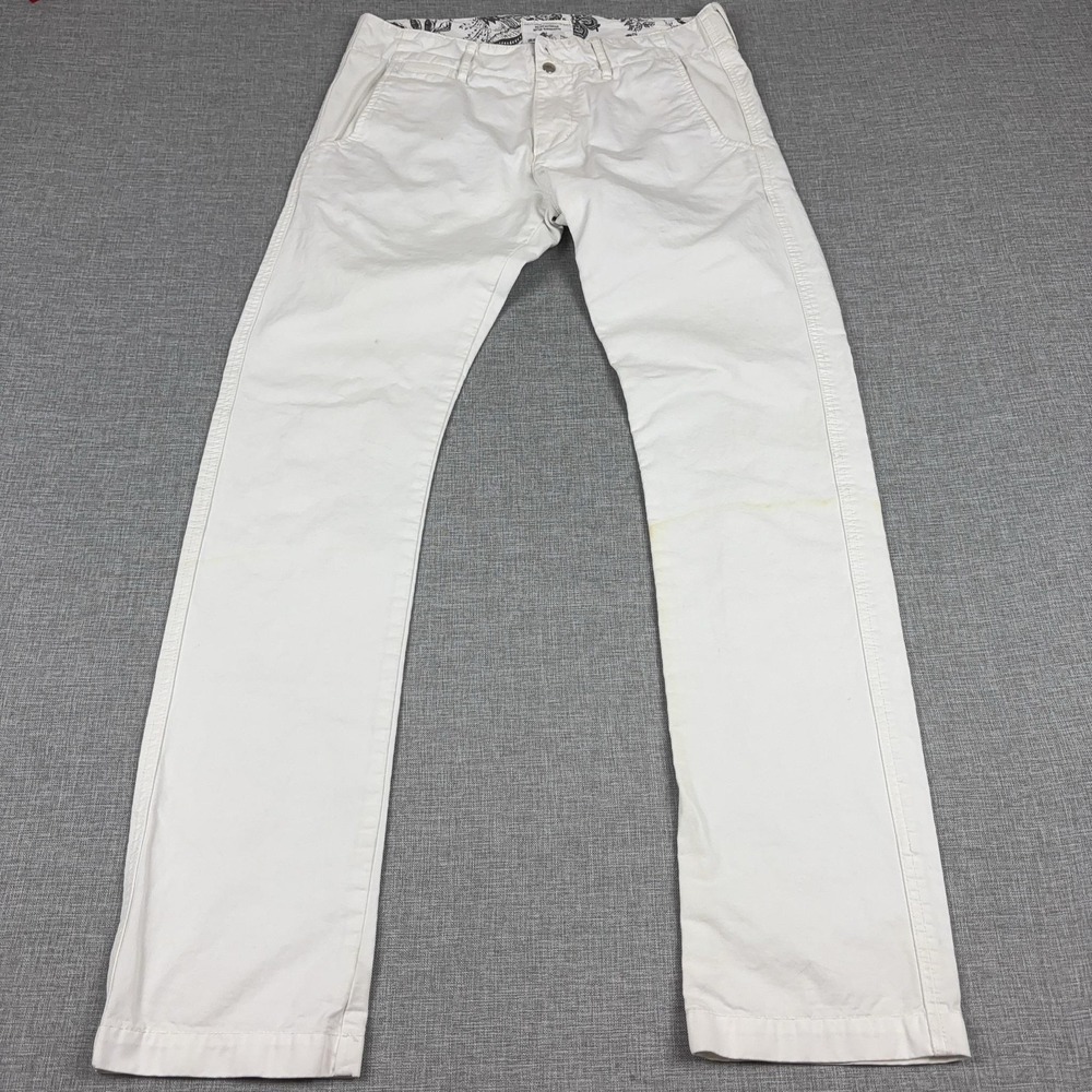 Prps Pants Mens 30x31 White Chino Regular Fit Straight Leg Flat Front Cotton